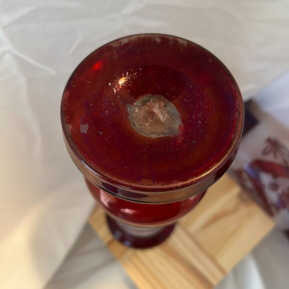 Czech Red Glass Vases - Picture 2 of 9